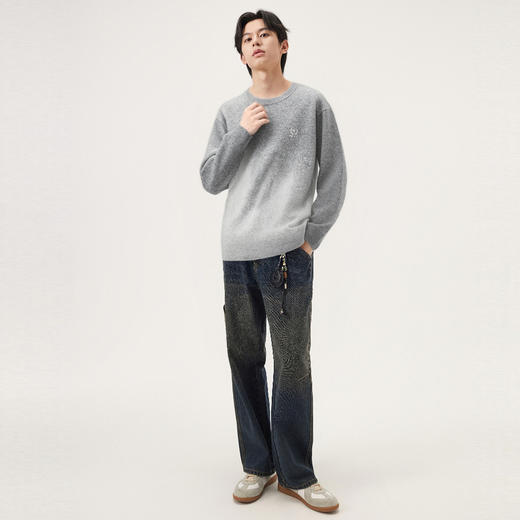 gxg.jeans男装 渐变花纱含羊毛休闲宽松圆领毛衣线衫 25年冬热卖 商品图2
