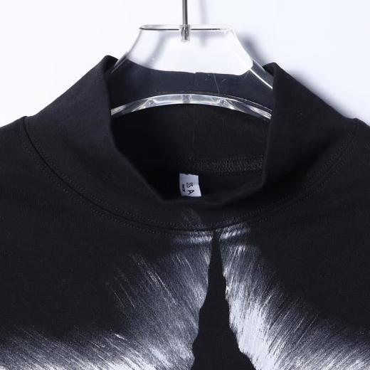 T4894SDSA男士秋冬新款痞帅男装小众设计印花十字半高领长袖T恤百搭潮 商品图2