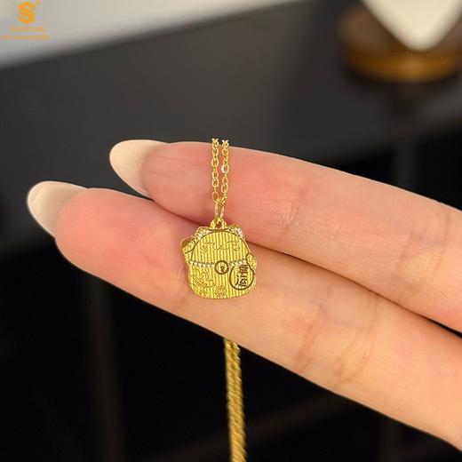 【品牌授权】【香港周六福】黄金钻石首饰足金内嵌足银CNC精雕招财猫吊坠（附赠K金项链） 商品图3