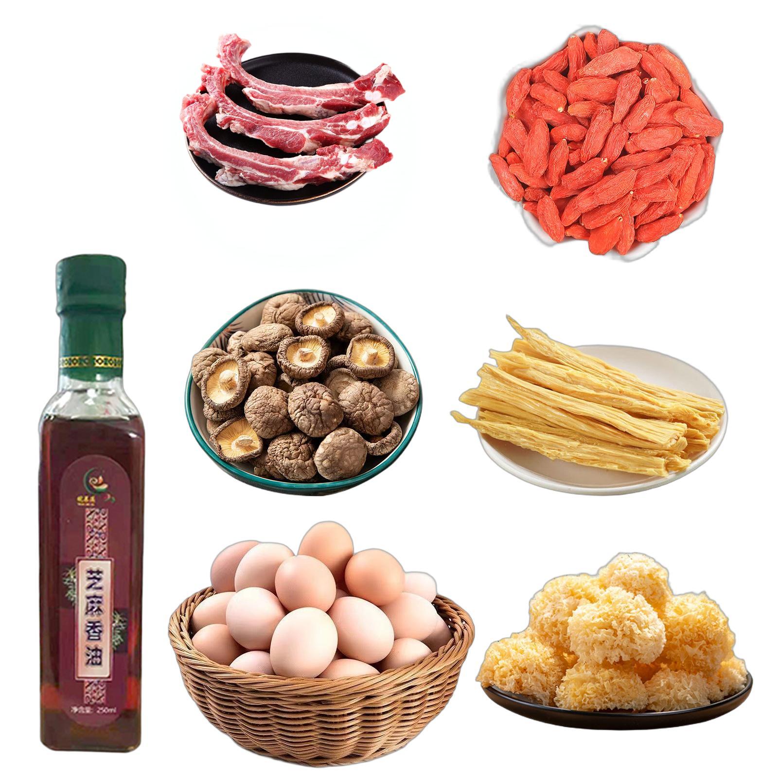 临泉特产排骨香菇银耳腐竹枸杞2900g+香油250ml+30枚初生蛋