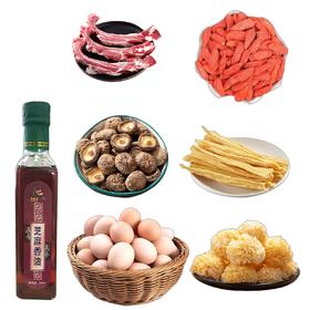 临泉特产排骨香菇银耳腐竹枸杞2900g+香油250ml+30枚初生蛋