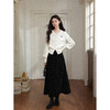 鹿向南「蝶影融雪」高级黑色丝绒半身裙女秋冬新款加厚长款A字裙 商品缩略图1