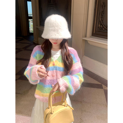 <曾小咸推荐>2.4现货秒杀 ！微信超特价！多巴胺配色条纹毛衣 日常199.99 立减110 秒杀89.99！！ 商品图3