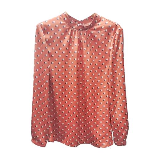 VIVIAN LIU薇薇安刘A2513001 春季女装法式层叠波点立领套头衬衫 商品图4