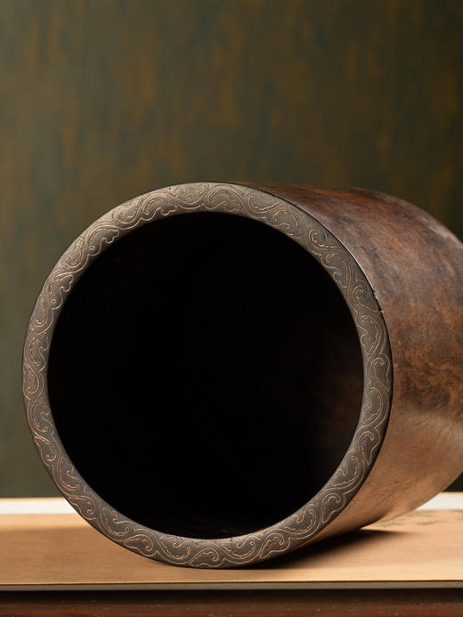 清	黄花梨嵌银丝素工笔筒 商品图3