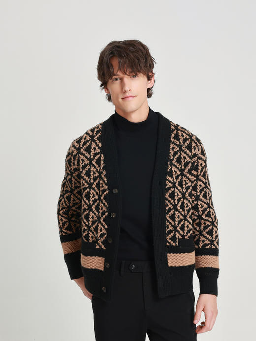 callisto雪茄棕绵羊毛时尚艺术花型开衫外套 商品图2