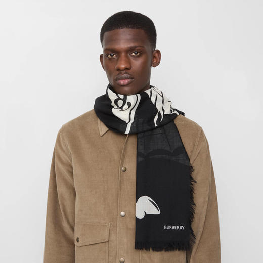 BURBERRY 巴宝莉 中性宽版马术骑士印花羊毛围巾 混色 8113032 C1343 商品图4