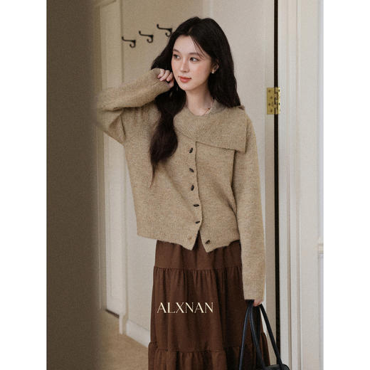 鹿向南「星辰絮语」慵懒风设计感咖色长袖毛衣女初秋宽松显瘦上衣 商品图3