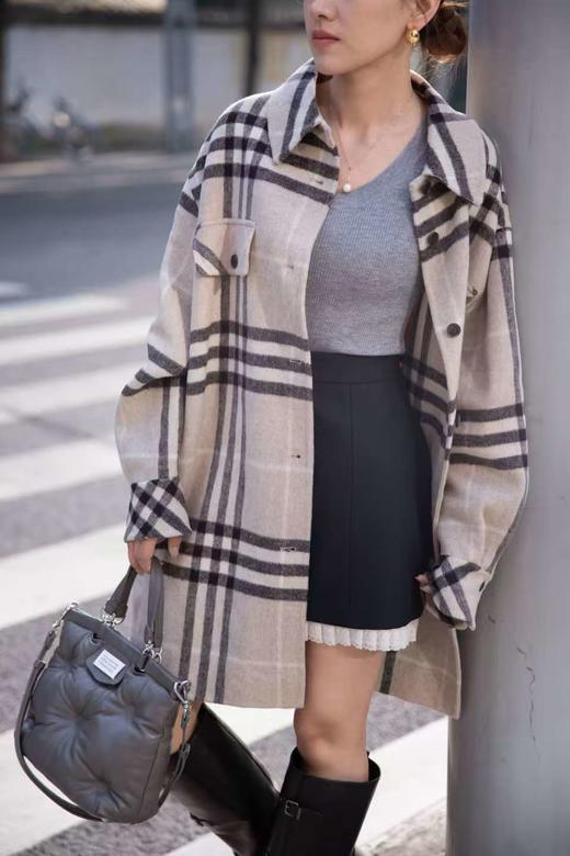 100％羊毛巴*莉同款羊毛格纹大衣 商品图6