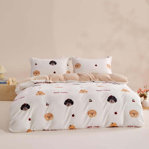 多喜爱 暖暖绒保暖四件套 卡皮宝宝/焦糖小狗/森林派对/星际漫游/樱桃小狗hl【高克重暖绒】【6.8度升温】【双面加厚】萌趣卡通 防静电 三款可选 拉链设计/FX 商品图14