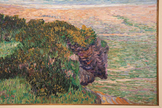 独角鹿西洋古董19世纪法国克罗藏画派著名画家Léon Detroy签名创作风景主题布面油画《海滨》 商品图5