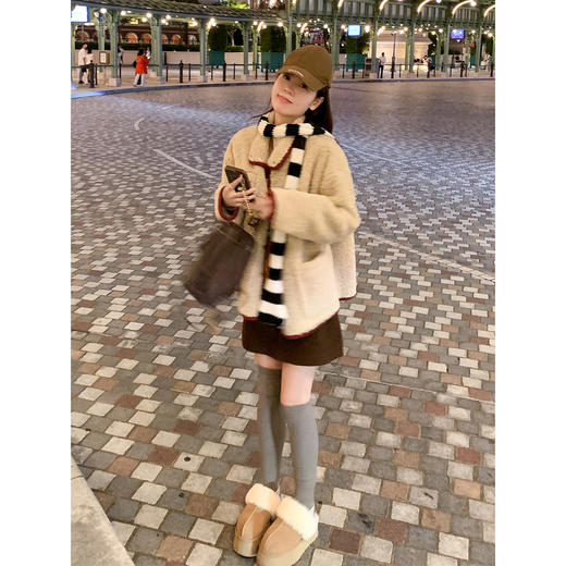 <曾小咸推荐>韩系拼接毛毛外套女 商品图3