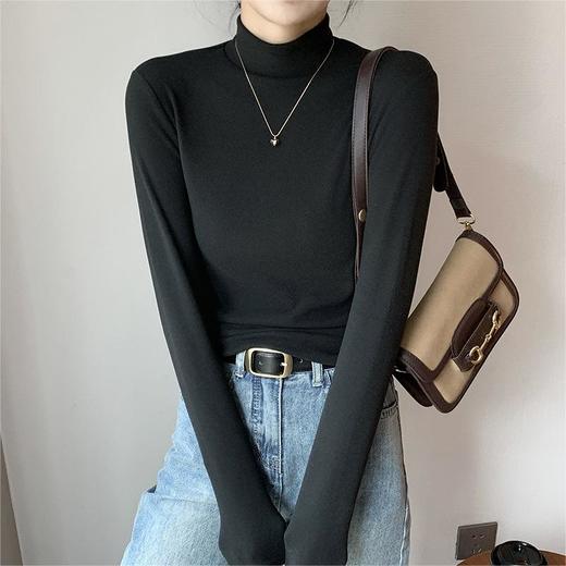 【买一送一】好版型 才舒服 半高领德绒打底衫女内搭秋冬季加绒磨毛长袖中领纯色修身打 底衣 商品图1