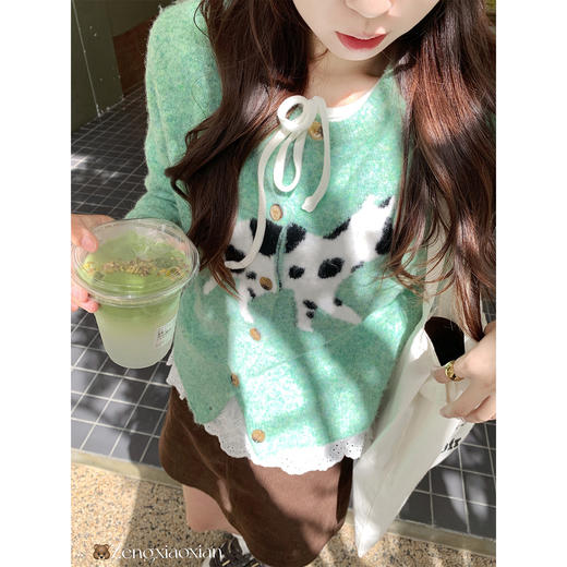 <曾小咸推荐> 韩系气质绿色毛衣 商品图2