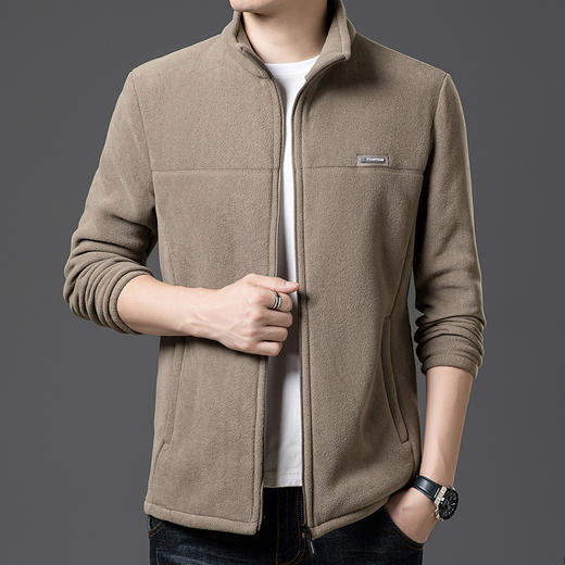奥粒绒立领开衫外套秋冬季休闲运动卫衣男士加厚保暖亲肤夹克 商品图3