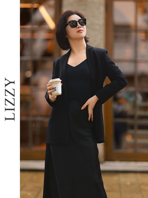 老钱风都市通勤宽松醋酸长袖西装外套8173 商品图0