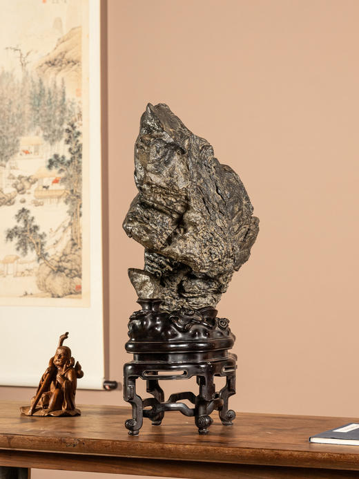 清	灵璧石文房赏石（红木座） 商品图3