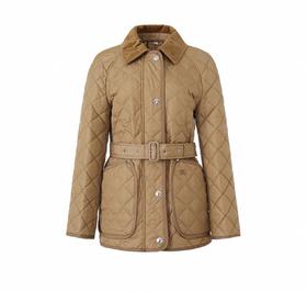巴家25新品女士马术骑士刺绣绗缝薄款棉服