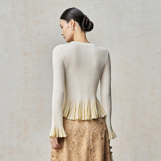 【林栖设计小店】【褶皱套装】【现货】毛织上衣显瘦金葱收腰2025秋冬新款毛衣女1954042+1954043 商品图11