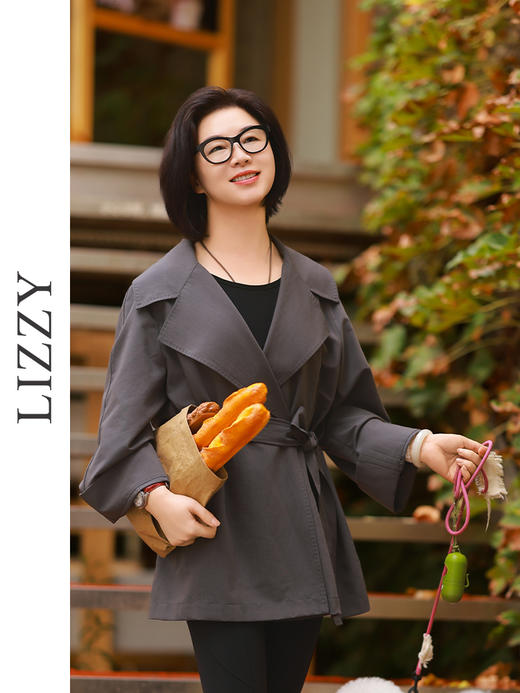 LIZZY都市休闲宽松减龄气质通勤短风衣8176 商品图3