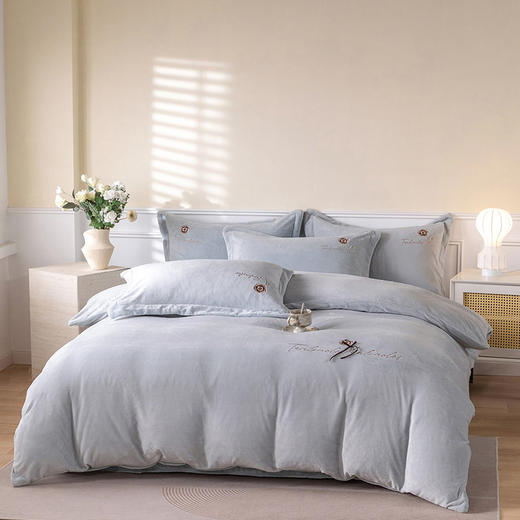 GRACE SPACE格调空间 牛奶绒床单四件套 秋冬绵软舒适保暖床单枕套床品 商品图0