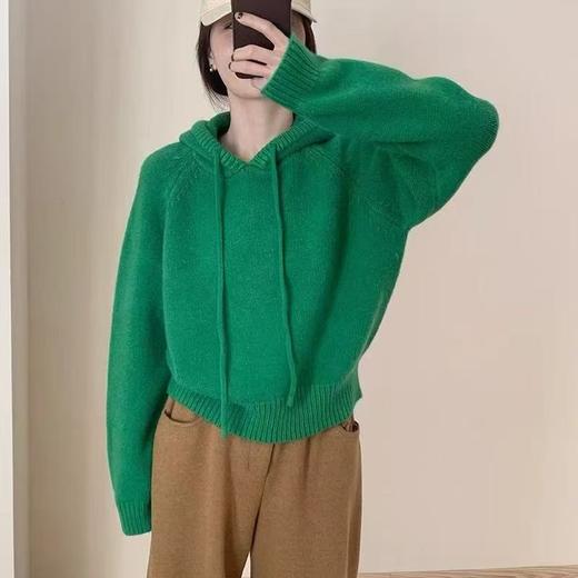 【YW】无忧购 【甄选】韩系秋冬抽绳连帽设计感卫衣针织衫宽松慵懒套头女式毛衣 412-17（截单后3-5天发货） 商品图11