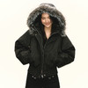 Ariseism 美式复古黑色棉服灰色毛毛女秋季新款 商品缩略图3