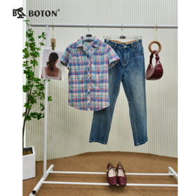 【第2件半价！尾货清仓不退换】波顿女士休闲格仔短袖衬衫LS730215