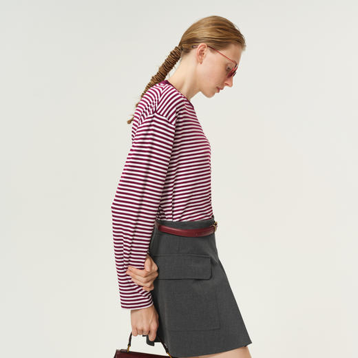 【积分换购不退货】【特惠不退货】伊芙丽圆领条纹T恤针织衫1FA601301 商品图4