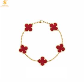 【双12抢先购 限时特惠】黄金钻石首饰 VC四叶草五花手链