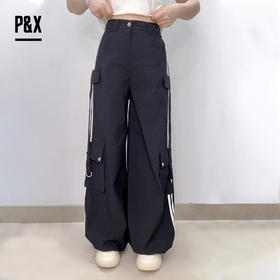 P&X设计师女装春夏秋街头休闲裤高街梭织休闲长裤824109803 黑色