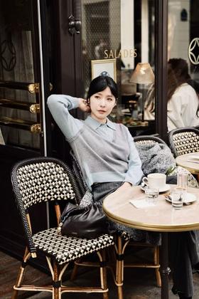 MAISON COVET 纯山羊绒假两件式拼色上衣