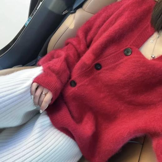   红莲 羊绒拉绒纽扣女开衫 JHL-22877「Ic*cle之*禾同款」 商品图5