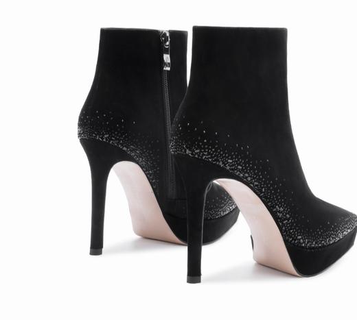 诺贝达冬季新款时装靴尖头细跟中筒女靴显瘦防水台高跟鞋RA254315 商品图1