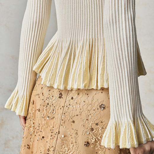 【林栖设计小店】【褶皱套装】【现货】毛织上衣显瘦金葱收腰2025秋冬新款毛衣女1954042+1954043 商品图10