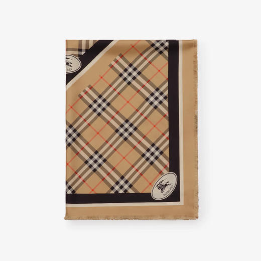 BURBERRY 巴宝莉 女士格纹骑士印花真丝围巾 格子 8114225 A2021 商品图1
