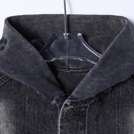 25139SDSA男士秋冬新款痞帅男装潮牌磨白磨破纽扣连帽牛仔夹克百搭时尚 商品图2