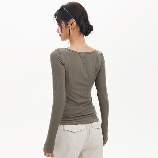 跃牌【周游世界】秋冬新款莫代尔韩系罗纹内搭上衣薄款修身短款长袖T恤TP0767 商品图3