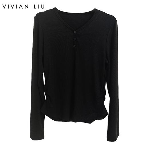 VIVIAN LIU薇薇安刘C2547310秋季女装新款V领三粒扣打底衫 商品图0