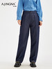 【商场同款】阿菁娜秋季新款棉汉麻牛仔长裤透气不软塌弯刀裤遮胯显瘦立体褶皱撞线设计A30Q110006 商品缩略图3