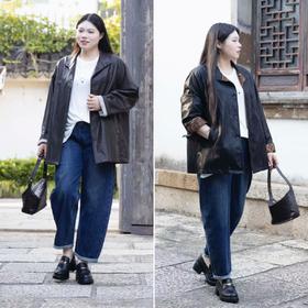 10天左右发货【皮衣 咖色&黑色】黑色附赠腰带，咖色附赠包包。花姐朋友出口俄罗斯款货源，高性价比款，环保蛋白皮，质感满分，光泽度佳~超柔软休闲夹克，皮衣外套秋装~