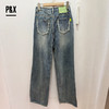 P&X设计师女装小个子牛仔裤高腰阔腿春秋季裤子 824110776 蓝色 商品缩略图1