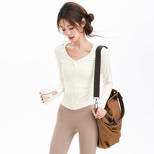 【限时秒】YOGACODE【火树银花系列】薄款裸感长袖V领带拉链开衫修身显瘦休闲瑜伽外套女DWZ125547 商品图1