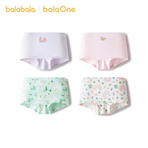 【balaOne】巴拉巴拉儿童内裤平角四角短裤女童防走光宝宝四条装 商品图4