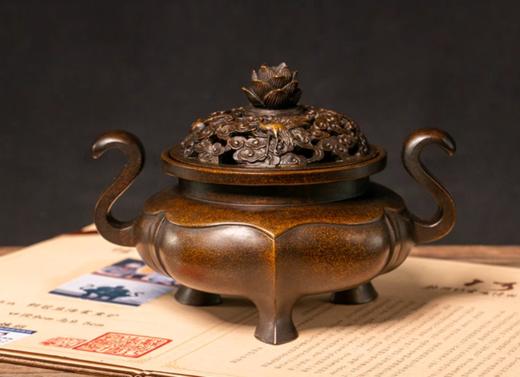 陈巧生制 海棠熏炉铜炉仿古宣德炉礼盒装 可收藏送礼 商品图1