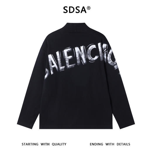 SDSA秋冬新款痞帅男装时尚手绘字母印花半高领长袖T恤百搭时尚 商品图4
