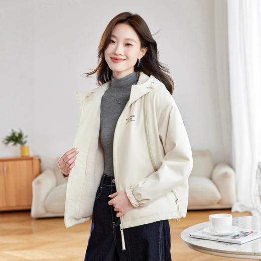 时尚休闲连帽加绒加厚棉服，冲锋衣棉服小众设计感潮HR-MUZI8661 商品图1