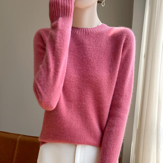 【清河羊毛羊绒专场】鹿展YBS2401 女款圆领羊毛衫 100%羊毛 商品图3