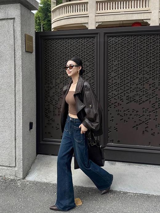 D家同款轻奢复古设计感四面弹微喇牛仔裤 商品图10