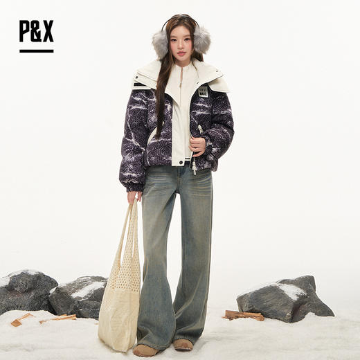 P&X设计师女装2025冬季加绒丹宁风阔腿牛仔长裤825410161 蓝色 商品图1